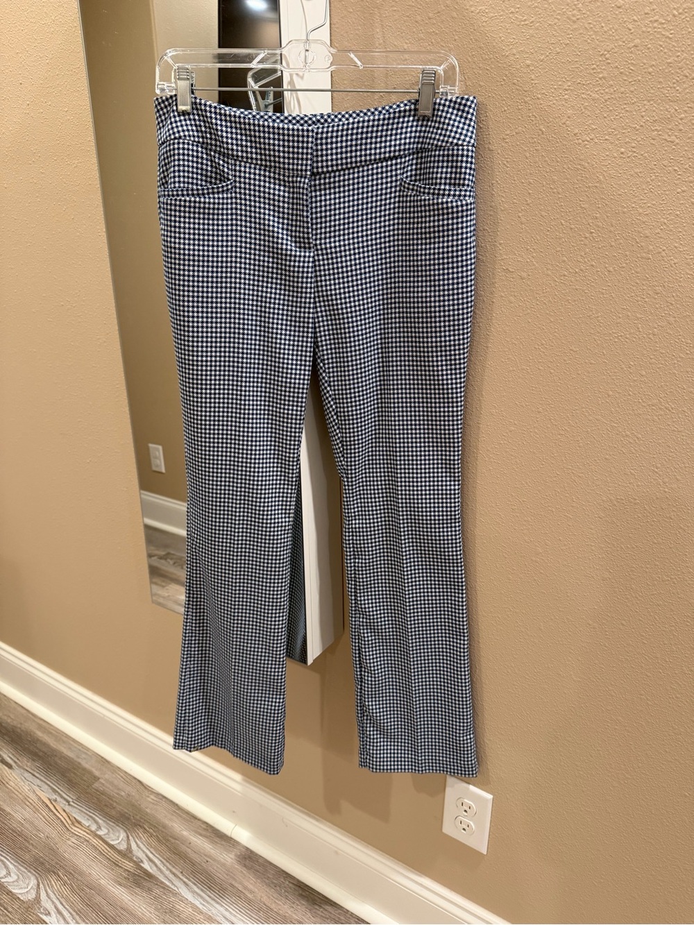 New York & Company Navy and White Gingham Dress Pants